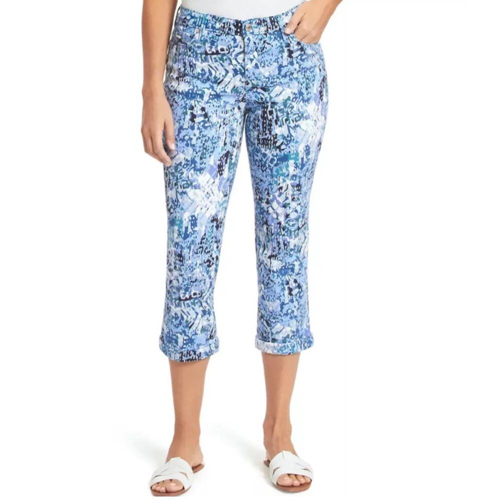 Nine West Women's Size 8 Capri Pants Chrystie Capri Blue White NWOT